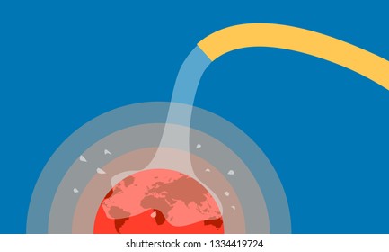 global warming. open wator hose to save earth. hot planet. vector illustration esp10