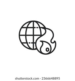 Icono del esquema del calentamiento global. Ilustración vectorial. Icono aislado es adecuado para web, infografías, interfaces y aplicaciones.