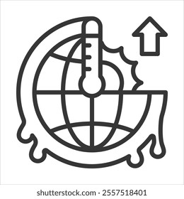 Global Warming Outline Icon Vector Illustration