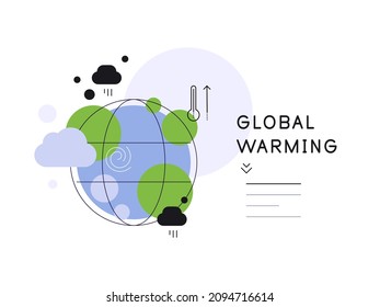 Global warming. Planet Earth and weather. Illustration with place for text. Vector file.