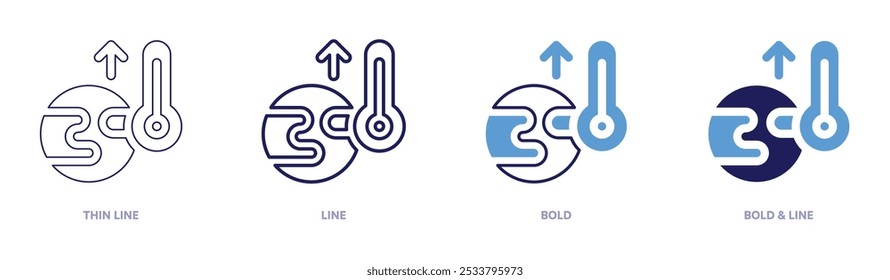 Global warming political challenges icon in 4 different styles. Thin Line, Line, Bold, and Bold Line. Duotone style. Editable stroke.