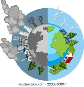 Calentamiento global a partir de la ilustración de gases contaminantes