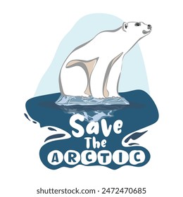 Diseño de afiche de calentamiento global. Catástrofe ecológica. Guardar Animales árticos y árticos. Guardar entorno. Guardar pingüinos y osos polares