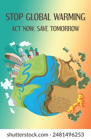 Global warming poster design. Vector illustration