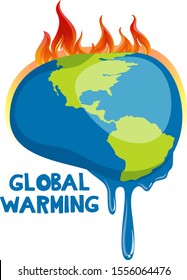 Global warming poster with melting earth illustration