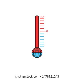 Global warming problem change climate concept thermometer with a hot maximum temperature on planet Earth