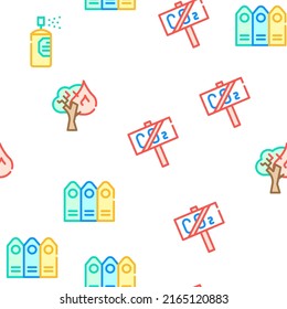 Global Warming Problem Collection Vector Seamless Pattern Color Line Illustration