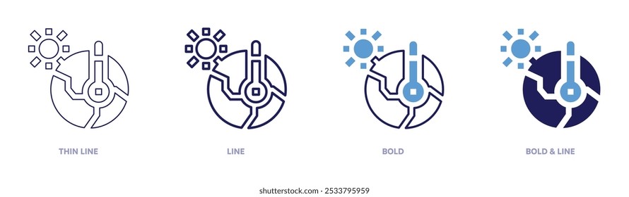 Global warming public opinion icon in 4 different styles. Thin Line, Line, Bold, and Bold Line. Duotone style. Editable stroke.