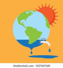 Global warming and save the earth, Vector illustration in flat style
