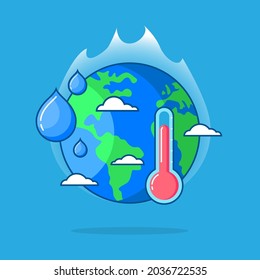 Global Warming, Sea Level Rise Concept Illustration Flat Design Vector Eps10. Modern Graphic Element For Landing Page, Empty State Ui, Infographic, Icon