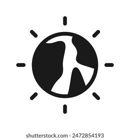 Global warming silhouette vector icon isolated on blank background.
