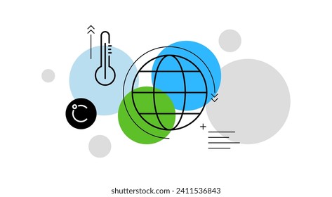 Global warming. Simple infographic slide. Flat banner, wallpaper. Vector file.