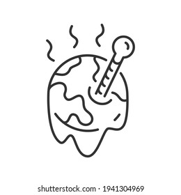 Global warming simple line art icon for web or apps. Isolated vector illustration. Symbol of global warming on white background.