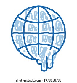 global warming sketch icon vector. Hand drawn blue doodle line art global warming sign. isolated symbol illustration