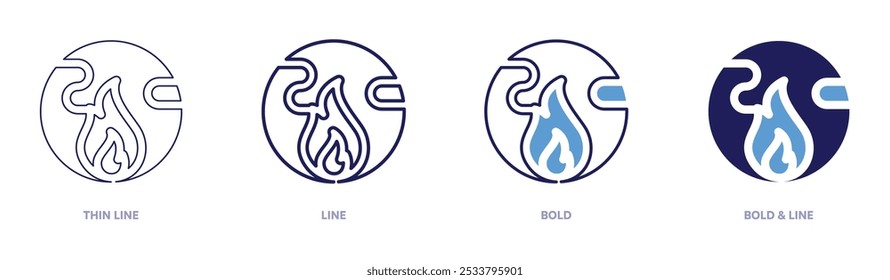 Global warming statistics icon in 4 different styles. Thin Line, Line, Bold, and Bold Line. Duotone style. Editable stroke.