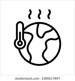 Symbol für die globale Erwärmung mit Thermometer. Hot-melt-Planet Erde, Vektorgrafik auf weißem Hintergrund.