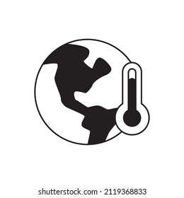 Global Warming,  Warming Global Temperature Icon In Black Flat Glyph, Filled Style Isolated On White Background