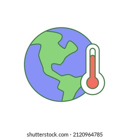 Global Warming,  Warming Global Temperature Icon In Color Icon, Isolated On White Background 