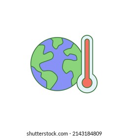 Global Warming,  Warming Global Temperature Icon In Color Icon, Isolated On White Background 