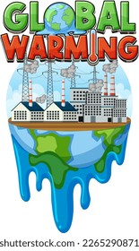 Ilustración de concepto de banner de texto sobre calentamiento global