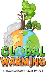 Ilustración de diseño de banner de texto sobre calentamiento global
