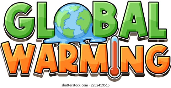 Global warming text for banner or poster design illustration