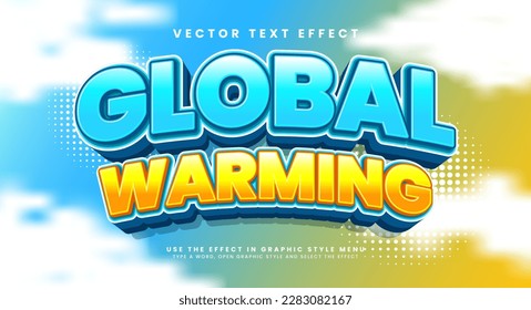 Global warming text effect with a blue and yellow gradient background