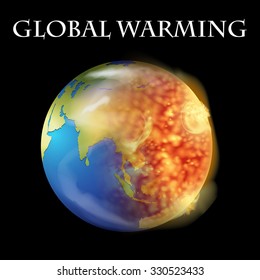 Global warming theme with earth on fire illustration