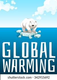 Global warming theme with polar bear illustration