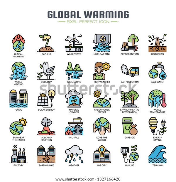 Global\
warming , Thin Line and Pixel Perfect\
Icons