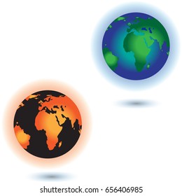Global warming. This earth irradiation concept is an awesome depiction a worldwide energy disaster. Elements of this image furnished by NASA.Vector Illustration.
