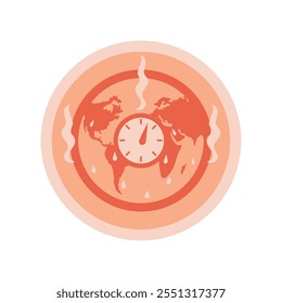 global warming time clock icon isolated