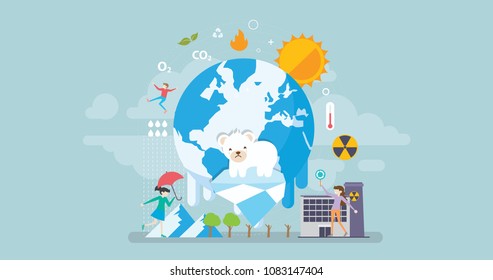 地球温暖化の小さな人々のキャラクターコンセプトベクターイラスト 壁紙 バナー 背景 カード ブックイラスト ウェブランディングページ その他の関連クリエイティブに適しています のベクター画像素材 ロイヤリティフリー Shutterstock