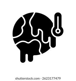 Global Warming Vector for Climate Crisis and Rising Temperatures. Melting earth illustration. Environmental change concept for awareness. Glyph Icon