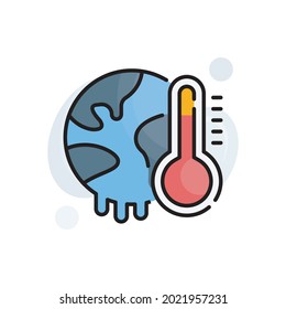 Ilustración de estilo de icono de contorno de vector de calentamiento global. archivo EPS 10