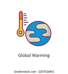 Global Warming Vector Filled outline Icon Design illustration. Space Symbol on White background EPS 10 File