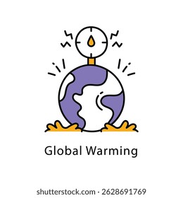 Global Warming vector Filled Outline Style Icon. Eps 10 File