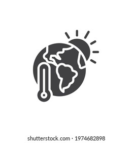 Global warming vector icon. filled flat sign for mobile concept and web design. Earth planet temperature glyph icon. Symbol, logo illustration. Vector graphics