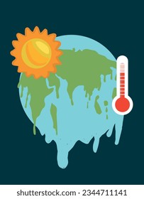 Global warming vector illustration. Melting earth