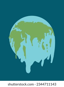 Global warming vector illustration. Melting earth