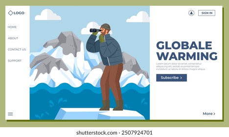 Global warming vector illustration. Global warming metaphor is mural, each stroke telling tale humanitys influence on environment Ecology, sentinel environment, watches over unfolding drama global