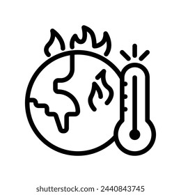 global warming vector line icon 