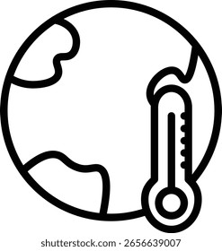 Diseño de ícono de línea de Vector de calentamiento global