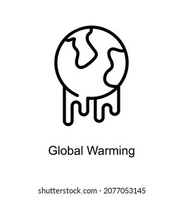 Global Warming vector outline icon. Illustration style EPS 10 file format