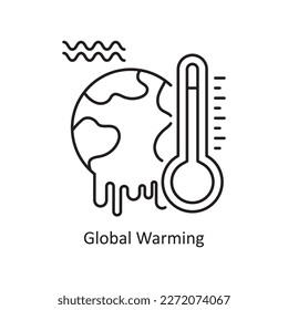 Global Warming Vector Outline Icon Design illustration. Ecology Symbol on White background EPS 10 File