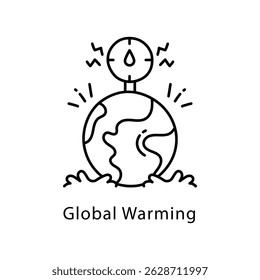 Global Warming Vector Outline Style Icon. Eps 10 file