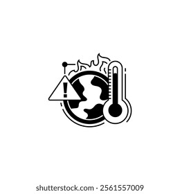 Global Warming Warning Line Icon. linear style sign for mobile concept and web design. Outline vector icon.