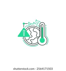 Global Warming Warning Line Icon. linear style sign for mobile concept and web design. Outline vector icon.