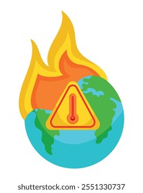 global warming warning sign icon isolated