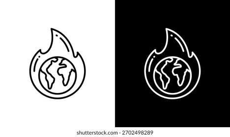 Diseño de conjunto de iconos blancos de calentamiento global